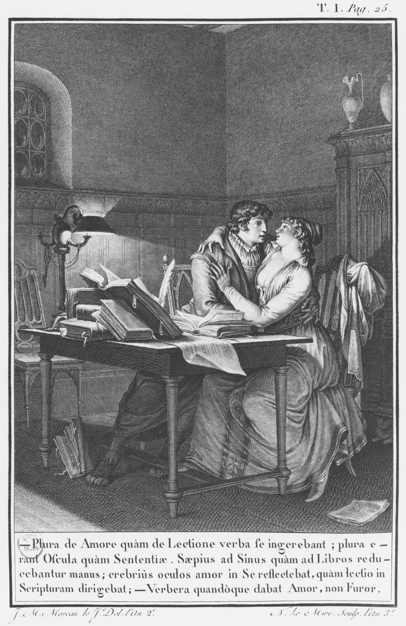 Heloise and Abelard in Their Study, Illustration from 