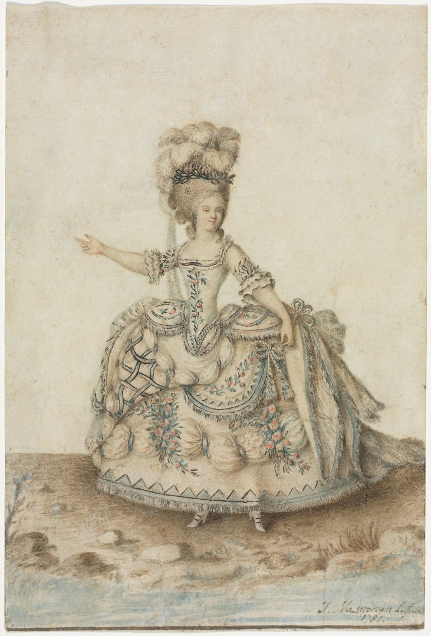 Costume Study for Opera Singer by Jean Michel the Younger Moreau