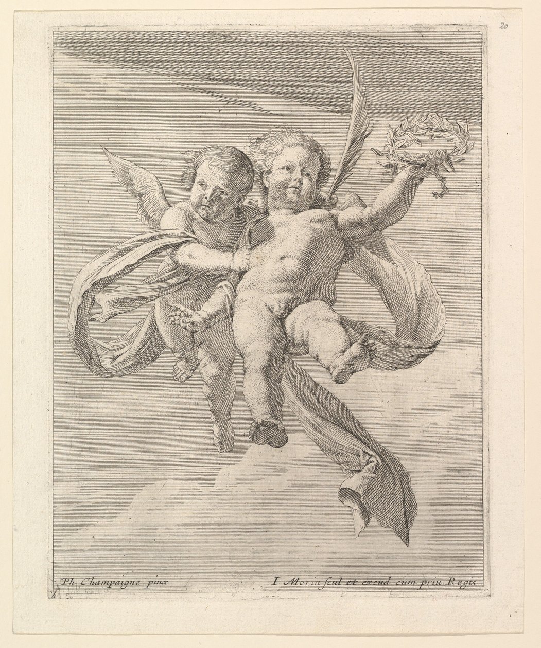 Group of Two Cherubs, One Looking Forward and the Other to the Left by Jean Morin