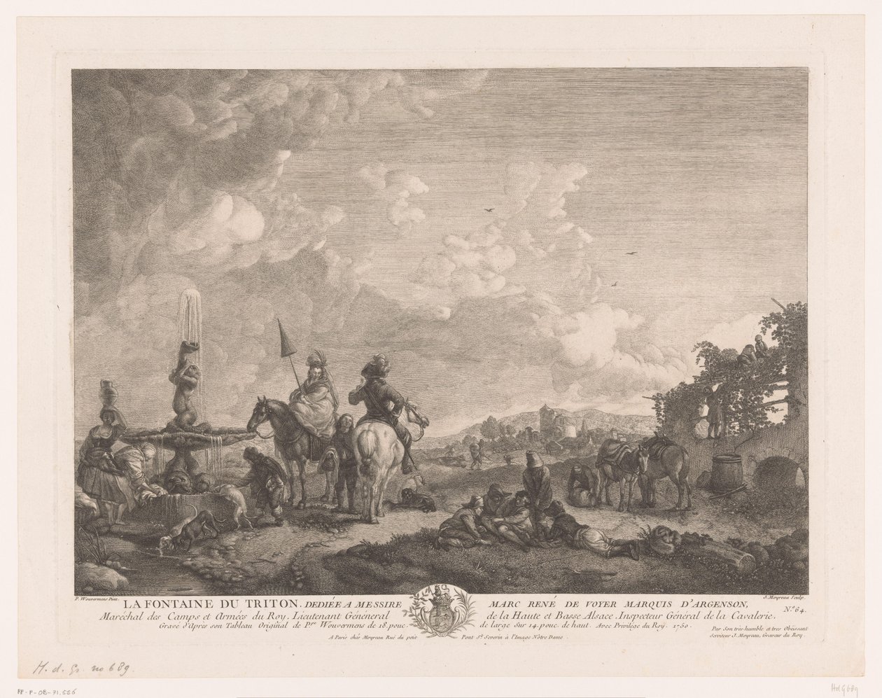 Landscape with Figures by a Fountain by Jean Moyreau
