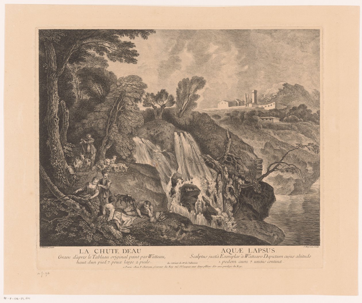 Resting Figures by a Waterfall by Jean Moyreau