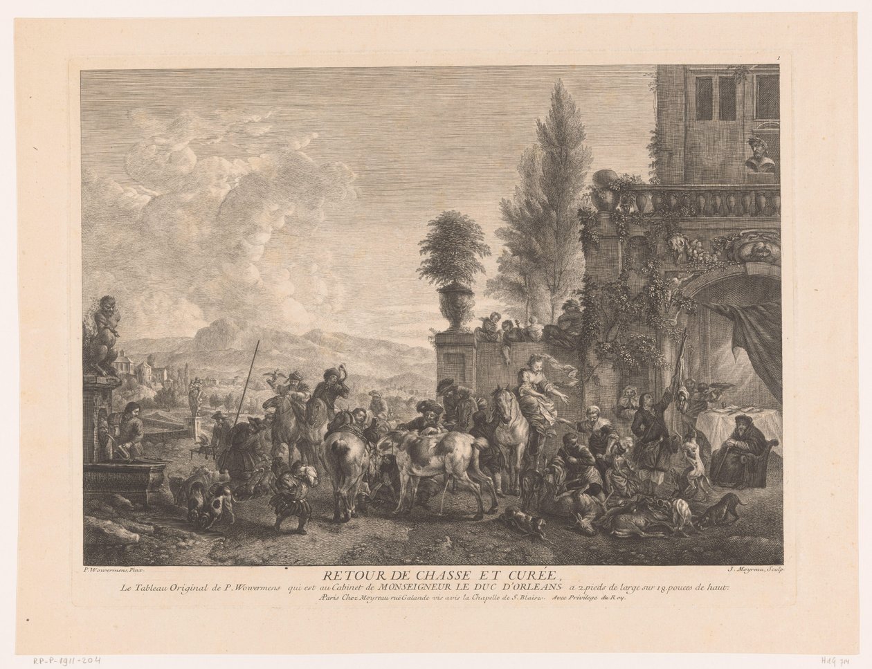 Returning Hunting Party (Prints After Paintings by Philips Wouwerman) by Jean Moyreau