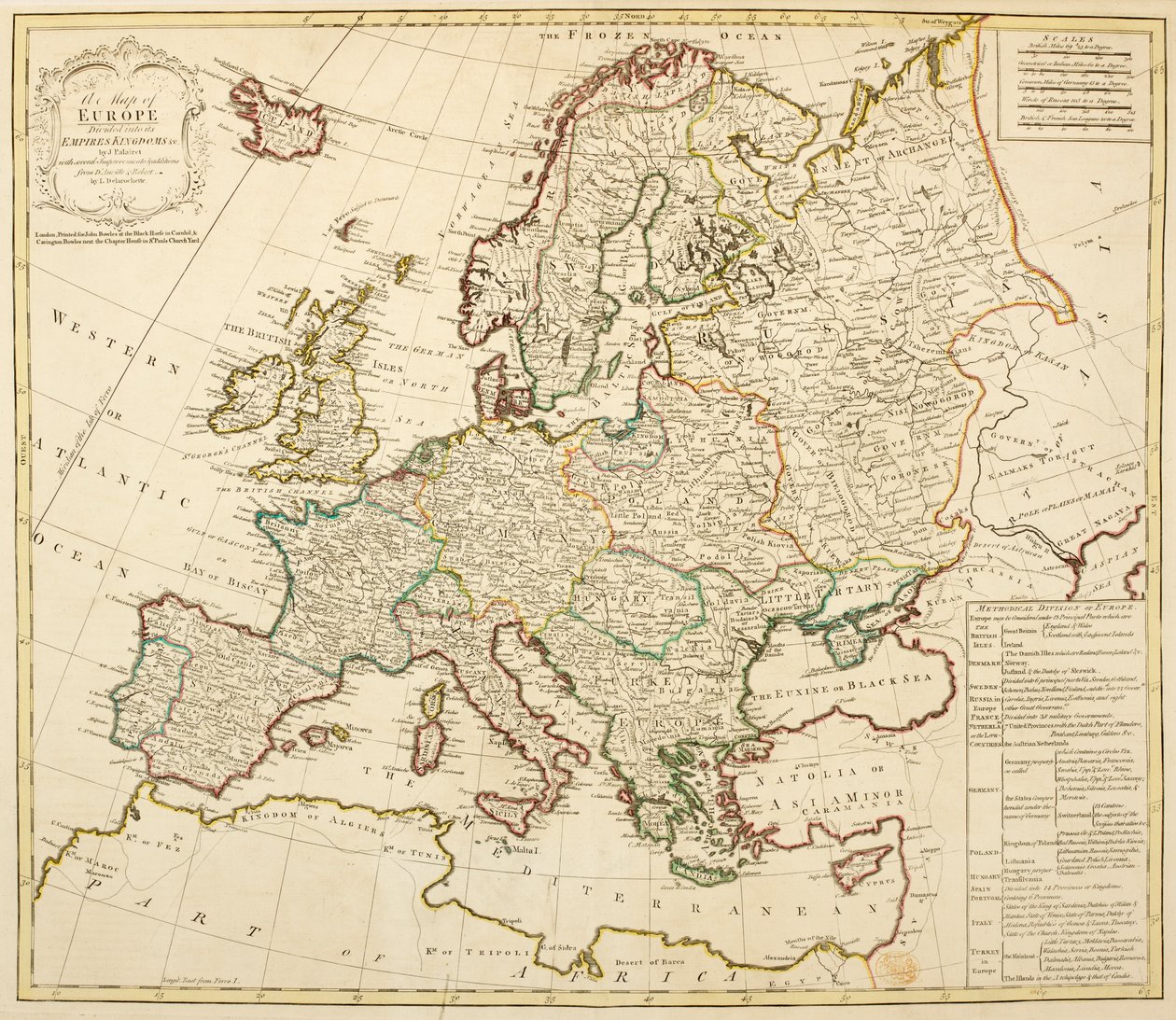 A Map of Europe, Divided into Its Empires and Kingdoms, by J. Palairet with Several Improvements and Additions from D