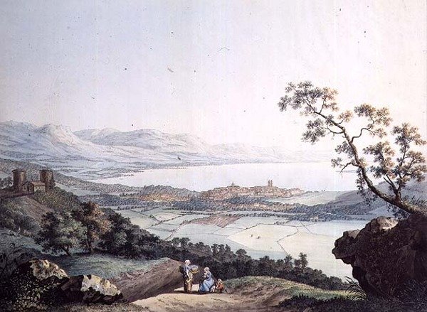 View of Geneva from Saconex in Savoy, engraved by Jean Philippe Linck II and Jacob Philippe Hackert by Jean Philippe II (after) Linck