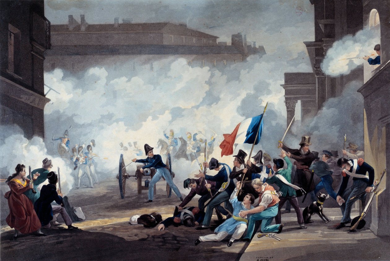 Revolution of 1830: A Student of the Ecole Polytechnique Seized a Piece of Cannon during the Capture of the Palais-Royal on July 28 by Jean Pierre Marie Jazet