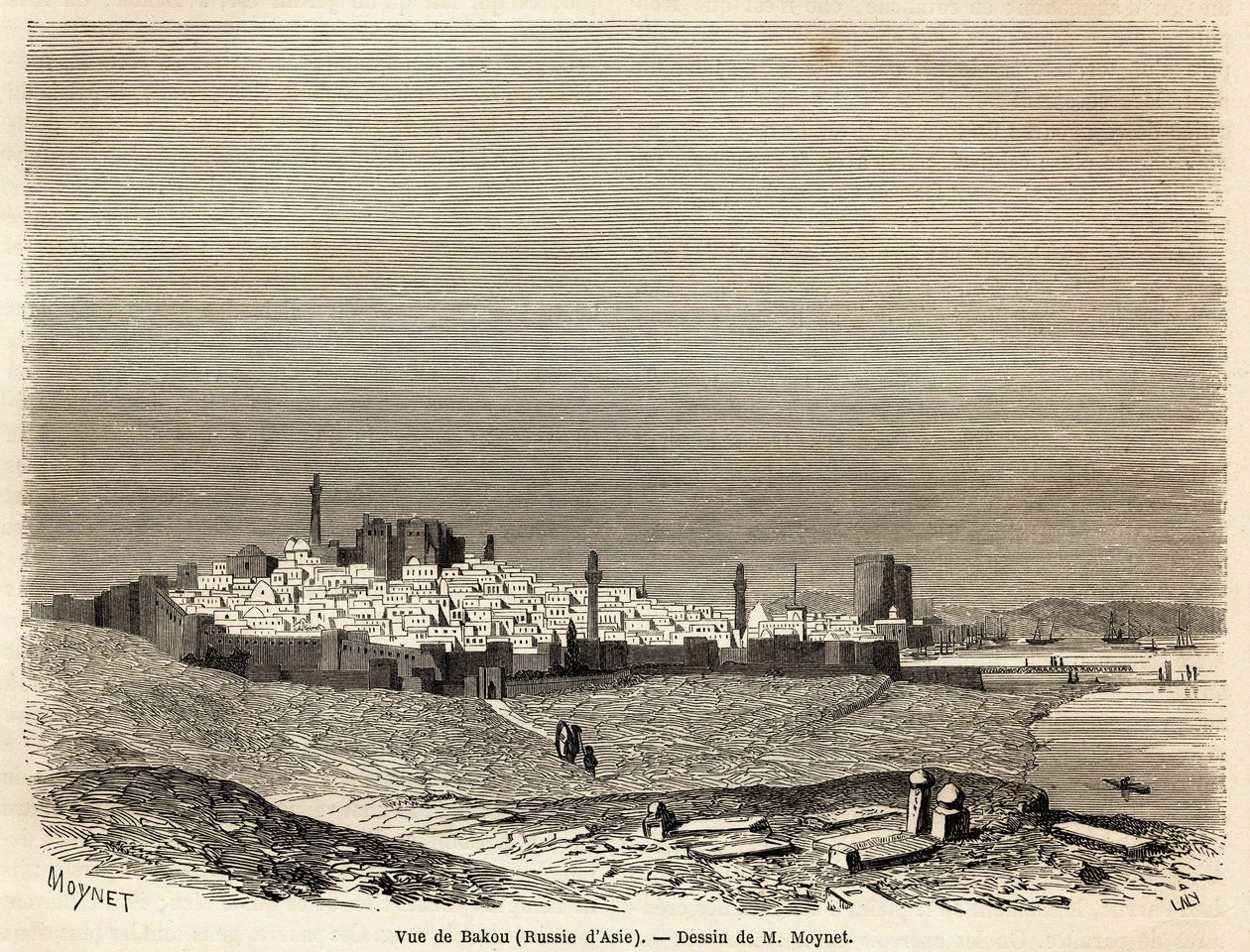 View of Baku, drawing by Mr. Moynet, to illustrate the voyage to the ...