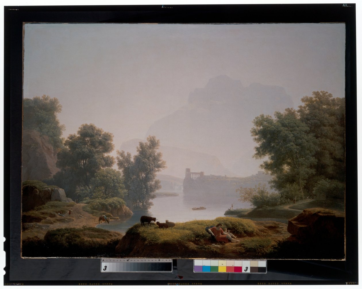 Morning and Evening: A Classical Landscape with Shepherds, an Aqueduct Beyond by Jean Pierre Pequignot