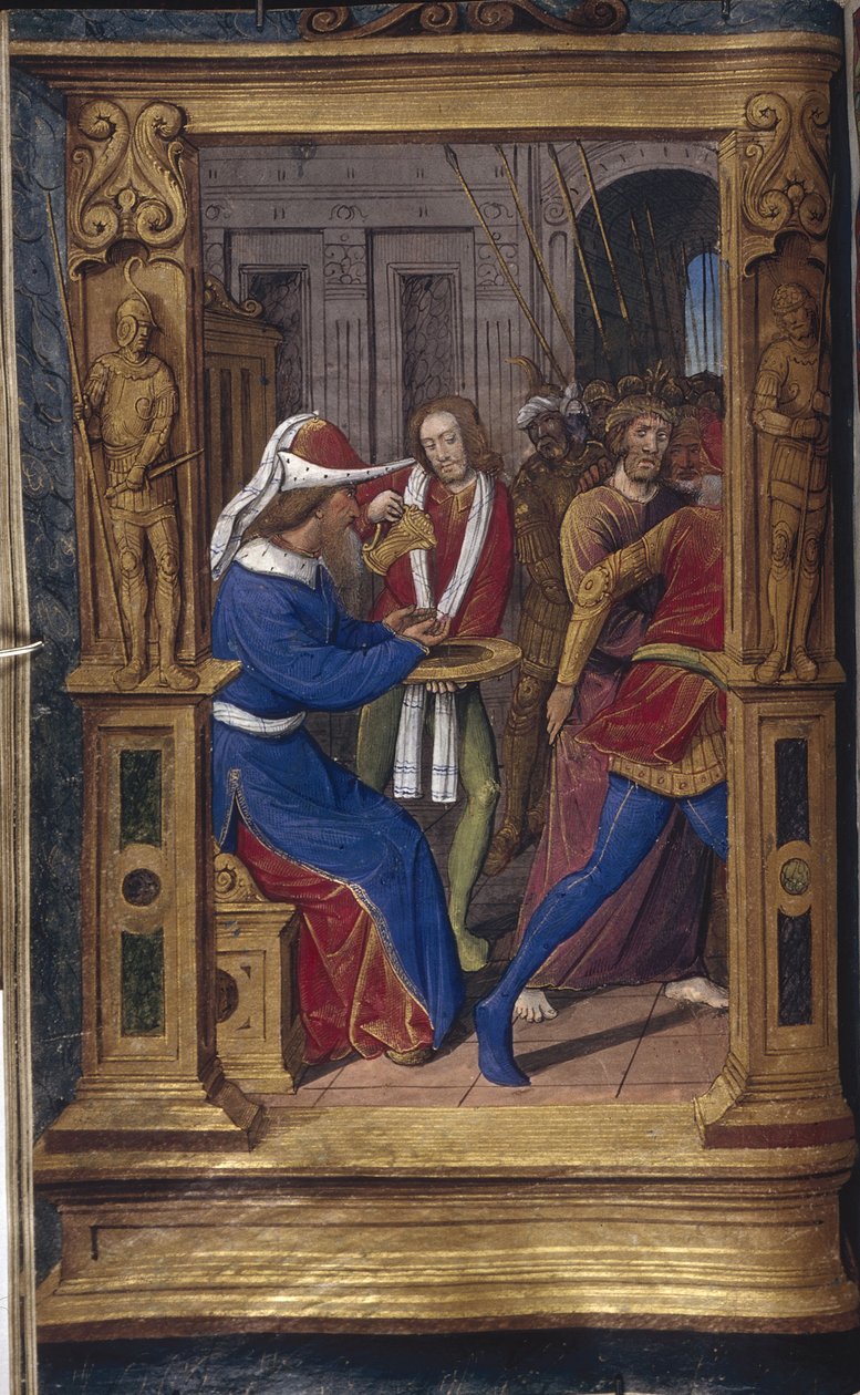 Pilate Washes His Hands from Lettres bâtardes by Jean Poyet