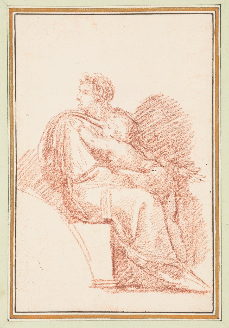 Josiah with Jechoniah in his arms, ancestors of Christ from the Sistine Chapel ceiling by Michelangelo by Jean Robert Ango