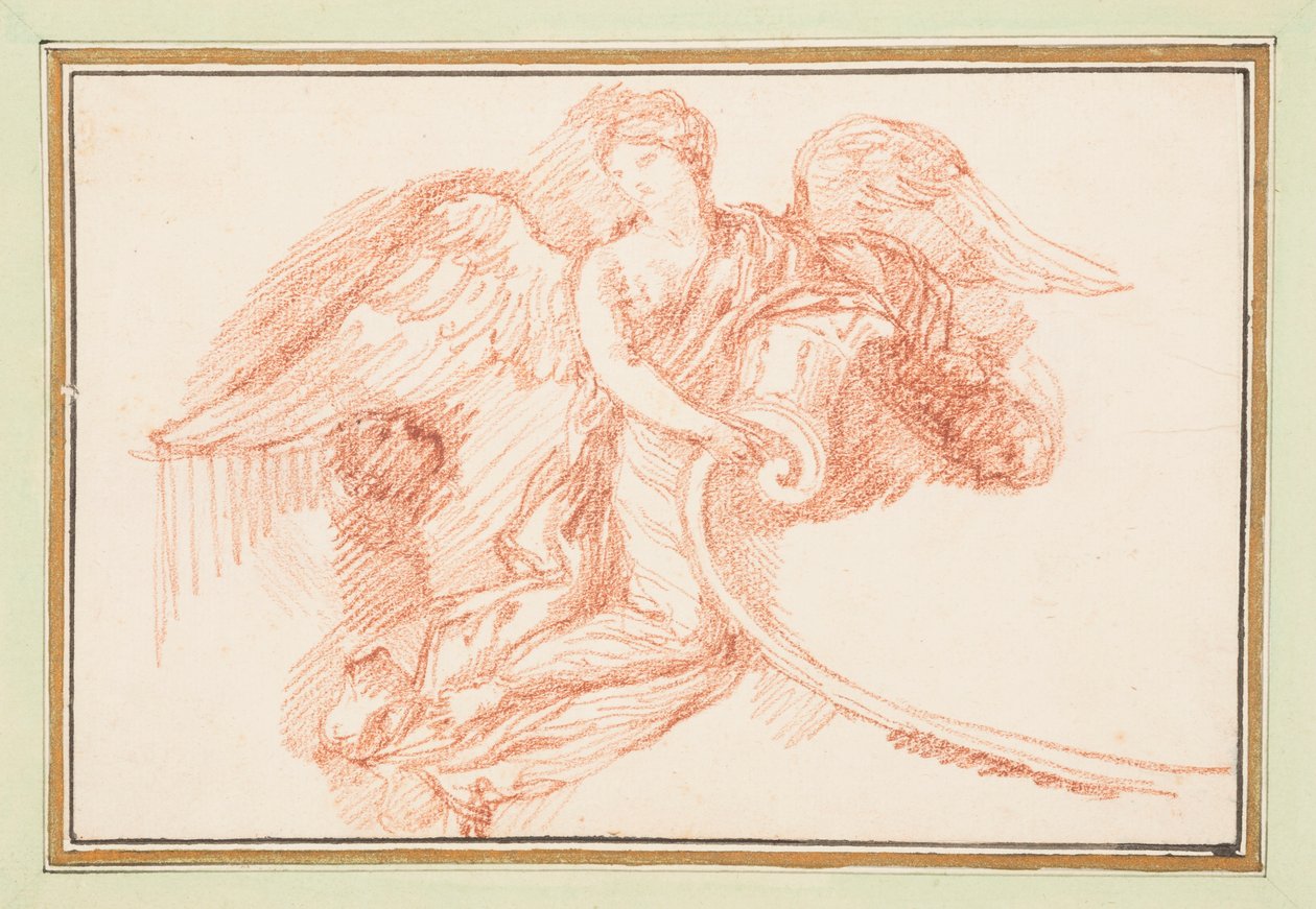 Winged Female Figure with Decorative Scroll by Jean-Robert Ango