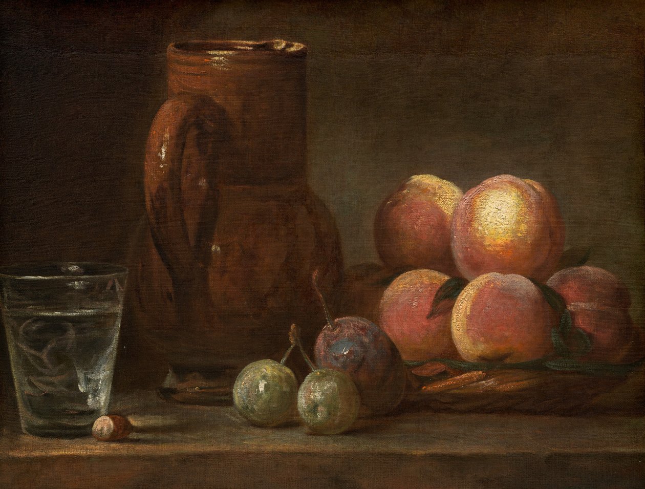 Fruit, Jug, and a Glass, c. 1726-1728 by Jean Baptiste Simeon Chardin