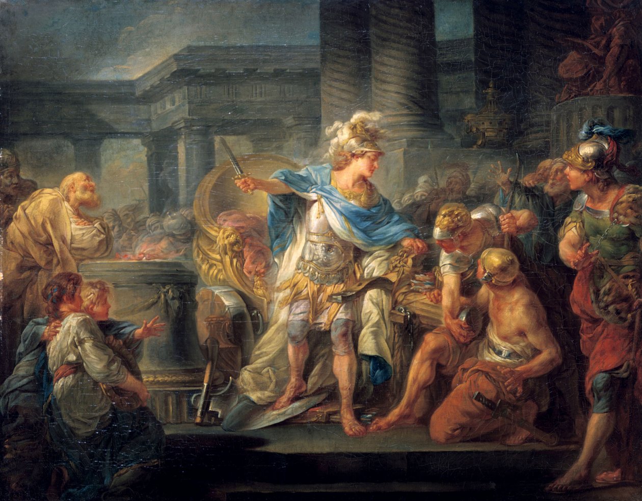 Alexander cuts the Gordian Knot by Jean Simon Berthelemy