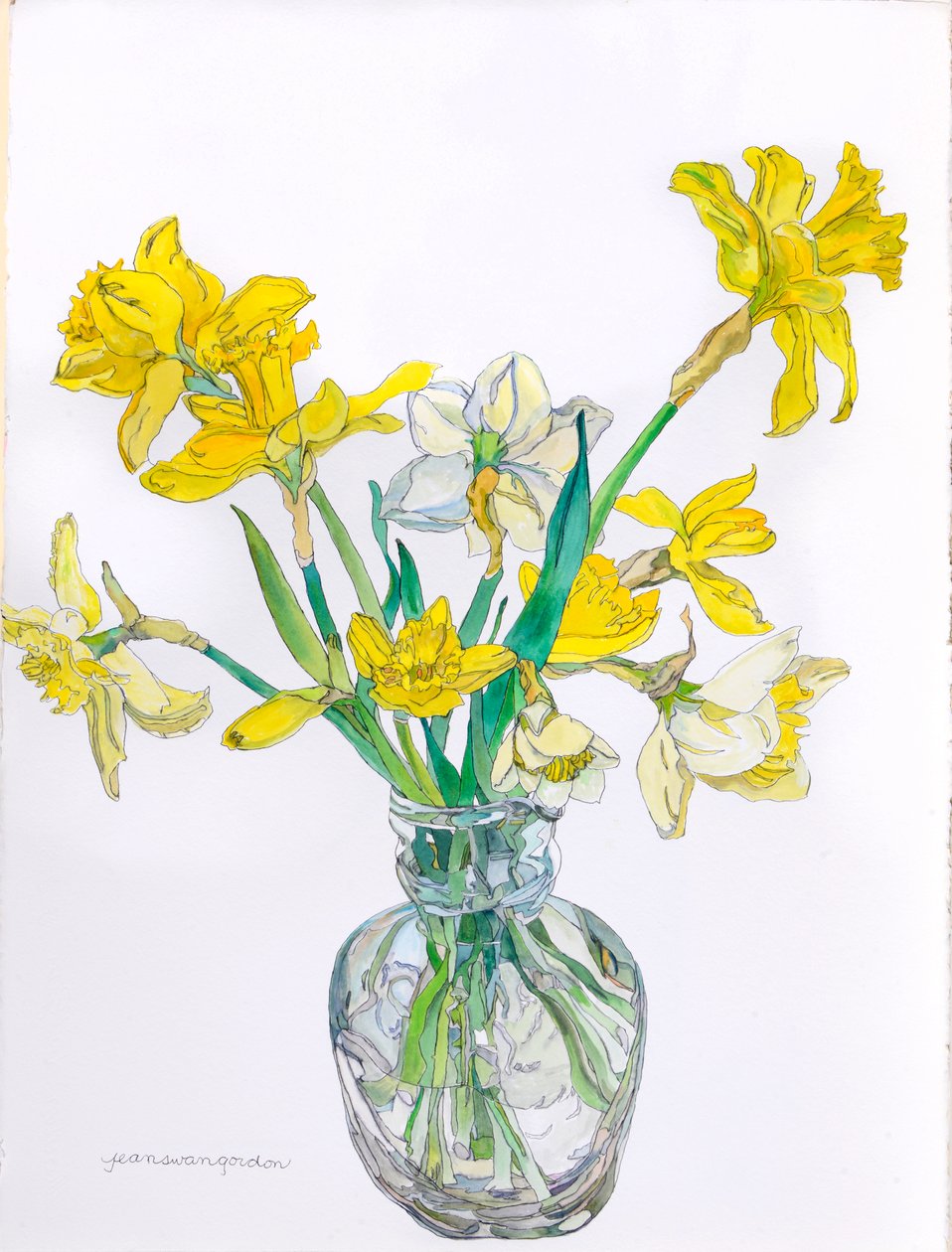 Daffodils in a Narrow Necked Vase, 2006 by Jean Swan Gordon