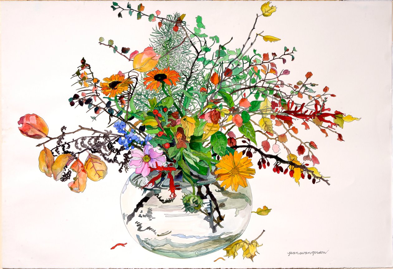 Fullness of Autumn in Glass Bowl by Jean Swan Gordon