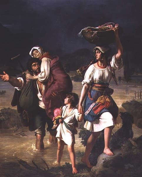 Roman Peasants Fleeing the Flooding of the River Tiber by Jean Victor Schnetz