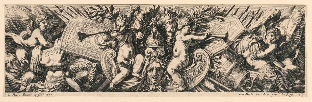Frieze: Trophies of Arms and Putti by Jean le Pautre
