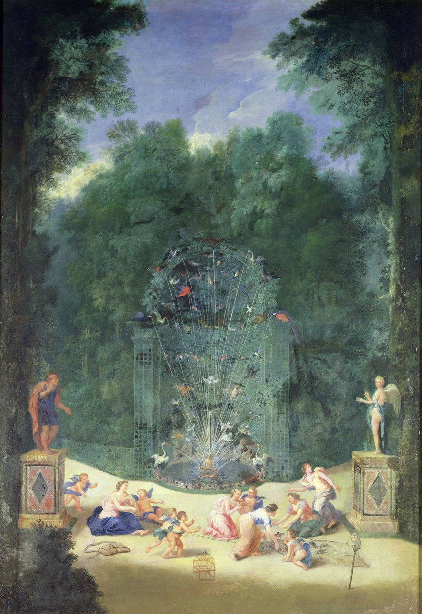 The Groves of Versailles: View of the Entrance to the Maze with Birds, Nymphs and Cherubs by Jean the Younger Cotelle