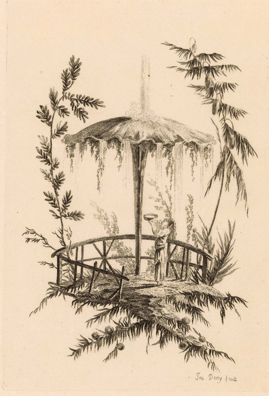 Chinese Fountain in a Landscape by Jeanne Deny