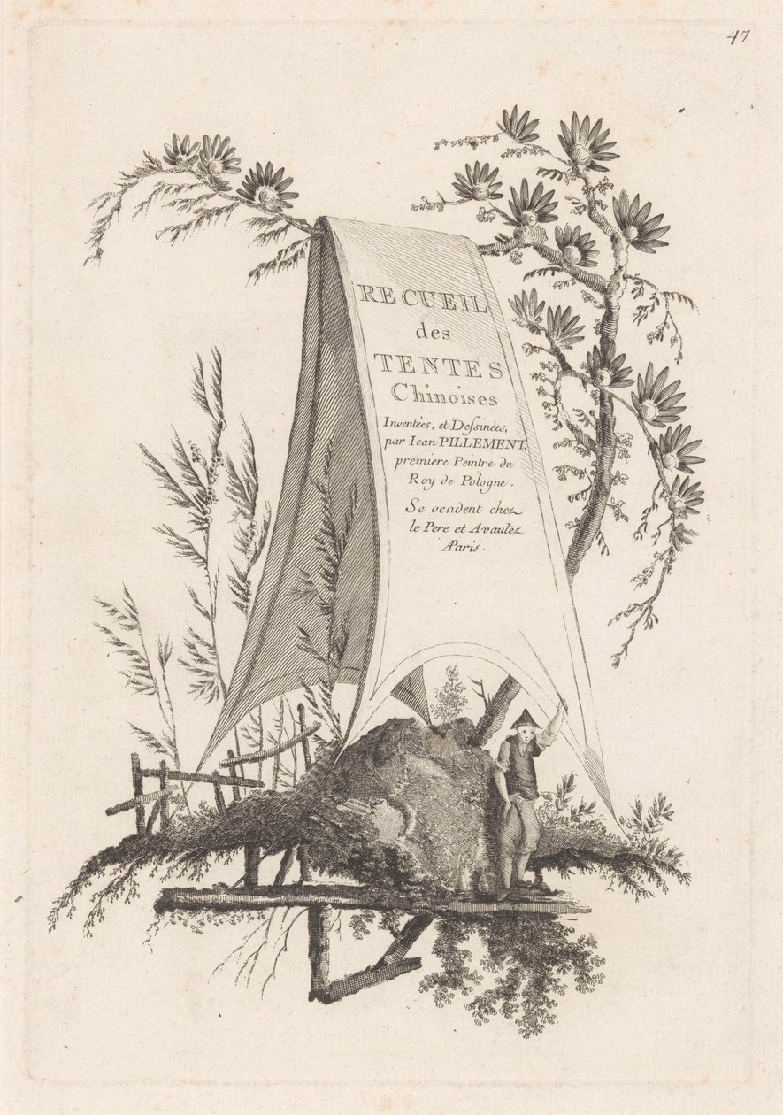 Man with Stick by Tent, Recueil des Tentes Chinoises (series title) by Jeanne Deny