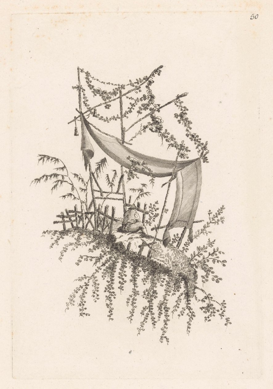 Seated Man Under Canopy by Jeanne Deny