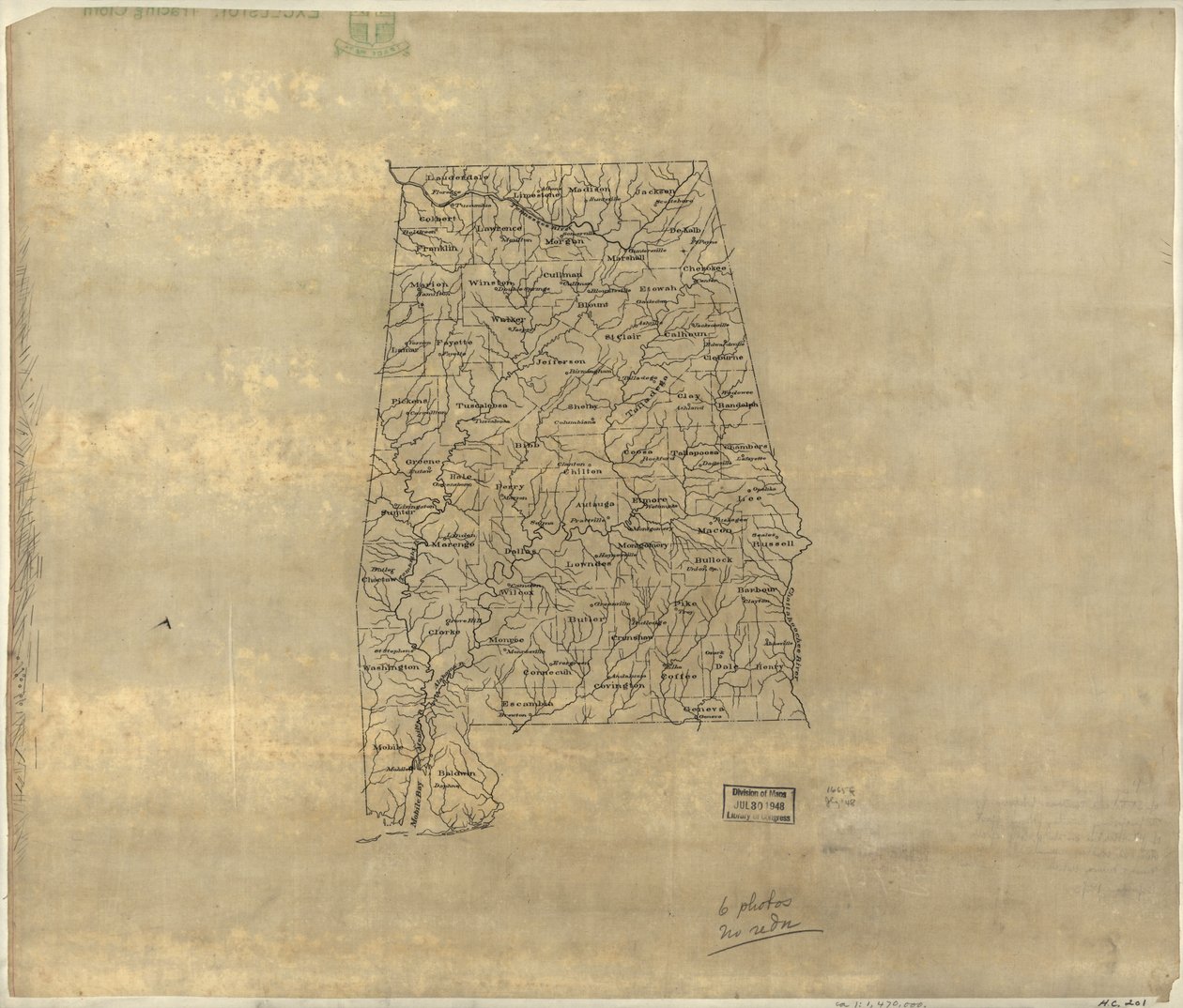 Base Map of Alabama by Jedediah Hotchkiss