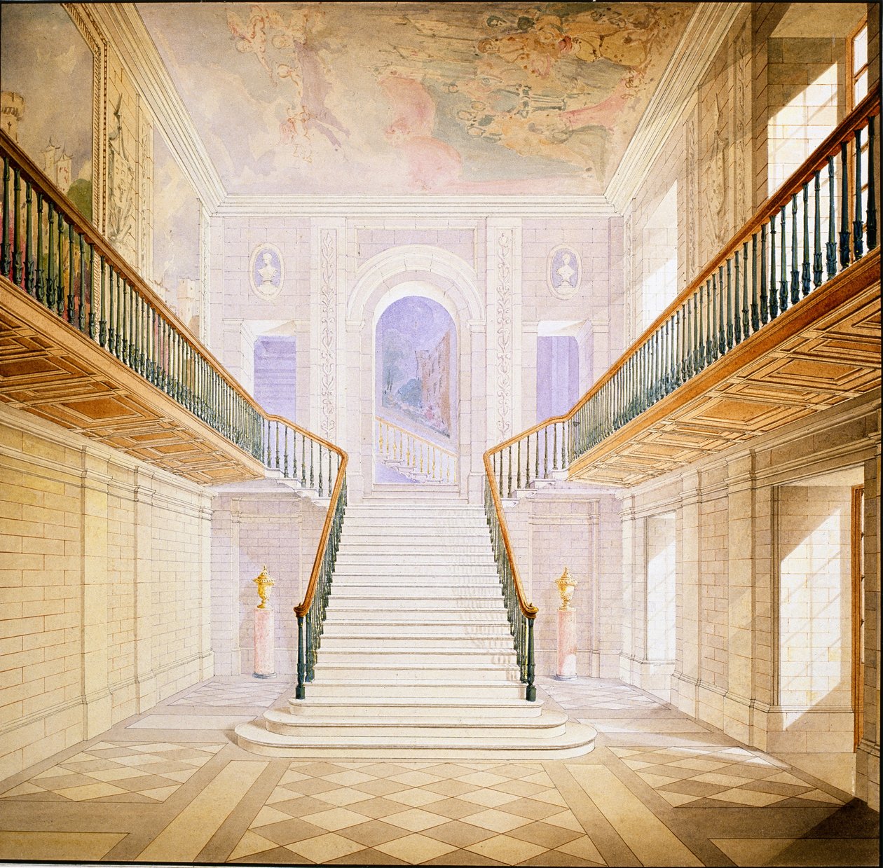Design for a Staircase in the Painted Hall, Chatsworth by Jeffry Wyatville