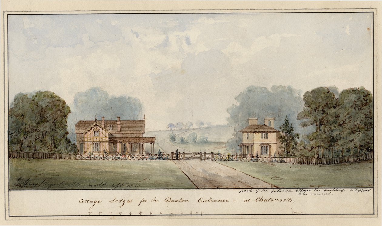 Design for the Lodges in Edensor in Chatsworth Park by Jeffry Wyatville