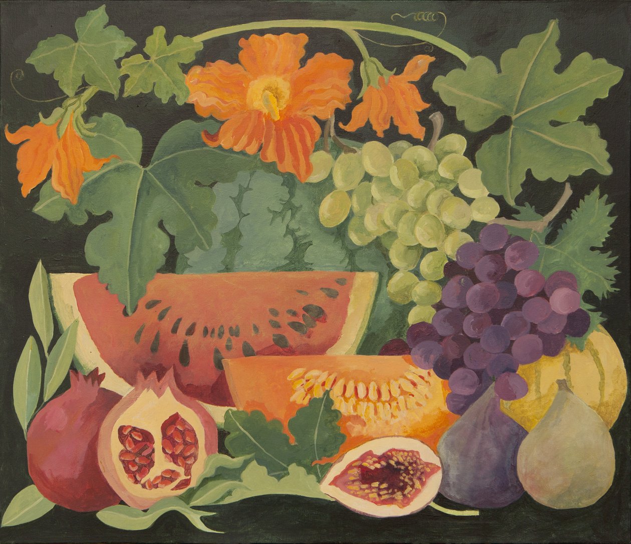 Mixed fruit and Melon flowers by Jennifer Abbott