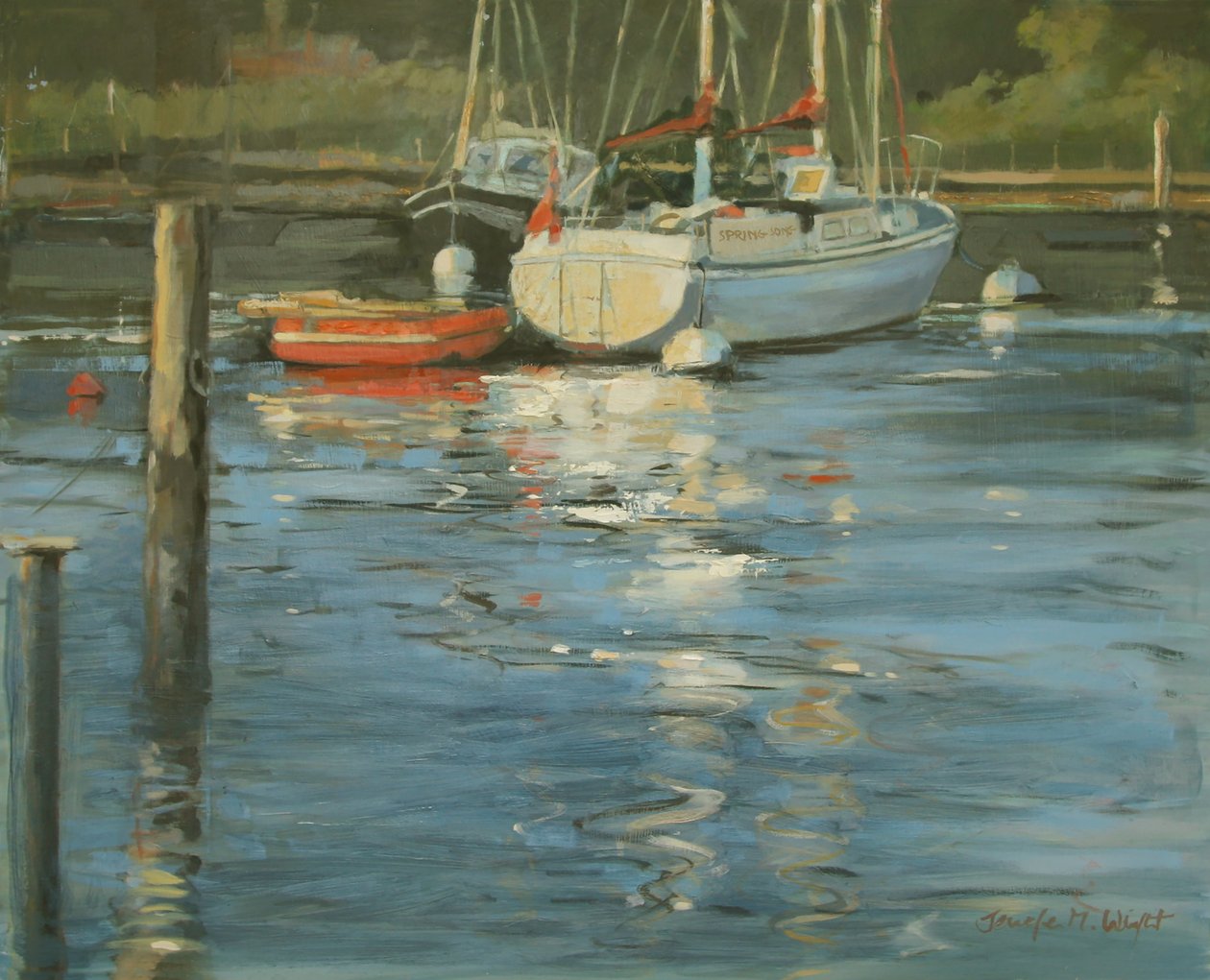 Moored Yachts Evening Glow by Jennifer Wright
