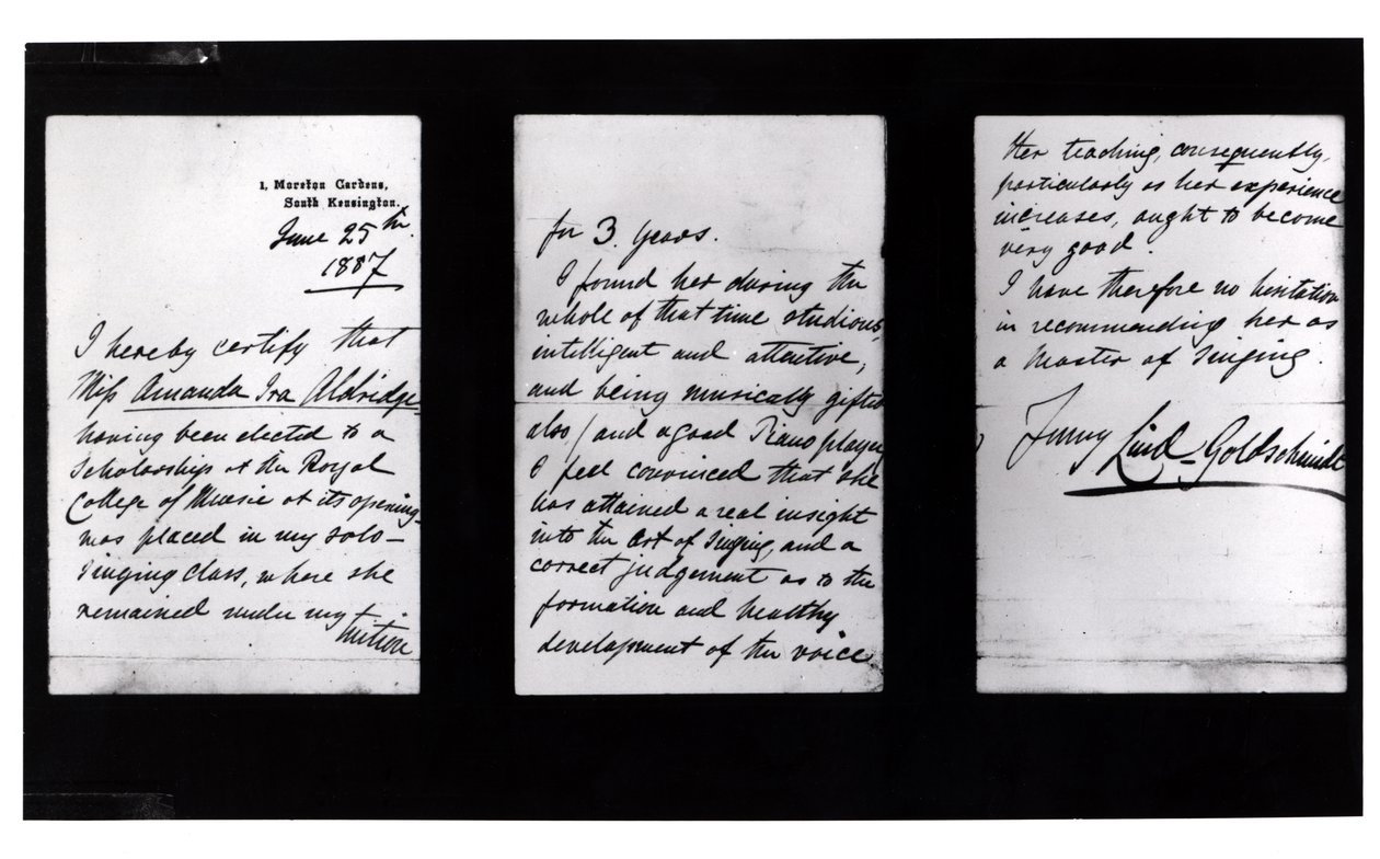 Signed Letter, 1887 by Jenny Lind