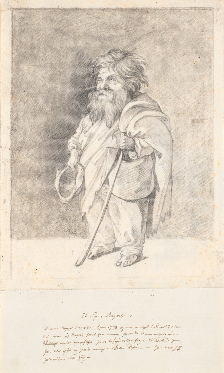 The Roman Dwarf Francesco Ravai, Called Bajocco. Full Figure, Three-Quarter Profile to the Left by Jens Juel