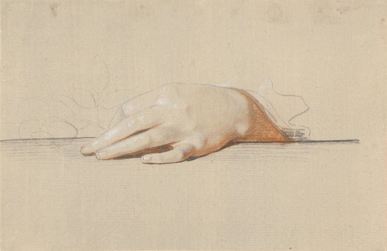 A Left Hand Resting on a Table, Holding a Rose by Jens Juel
