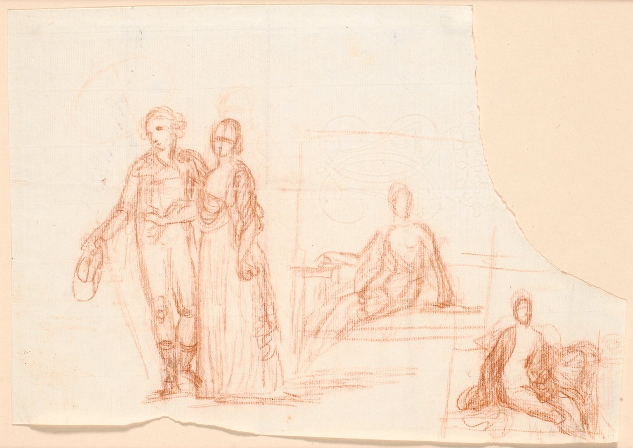 Composition Draft for the Ryberg Family Portrait; to the Right Draft of a Seated Female Figure by Jens Juel