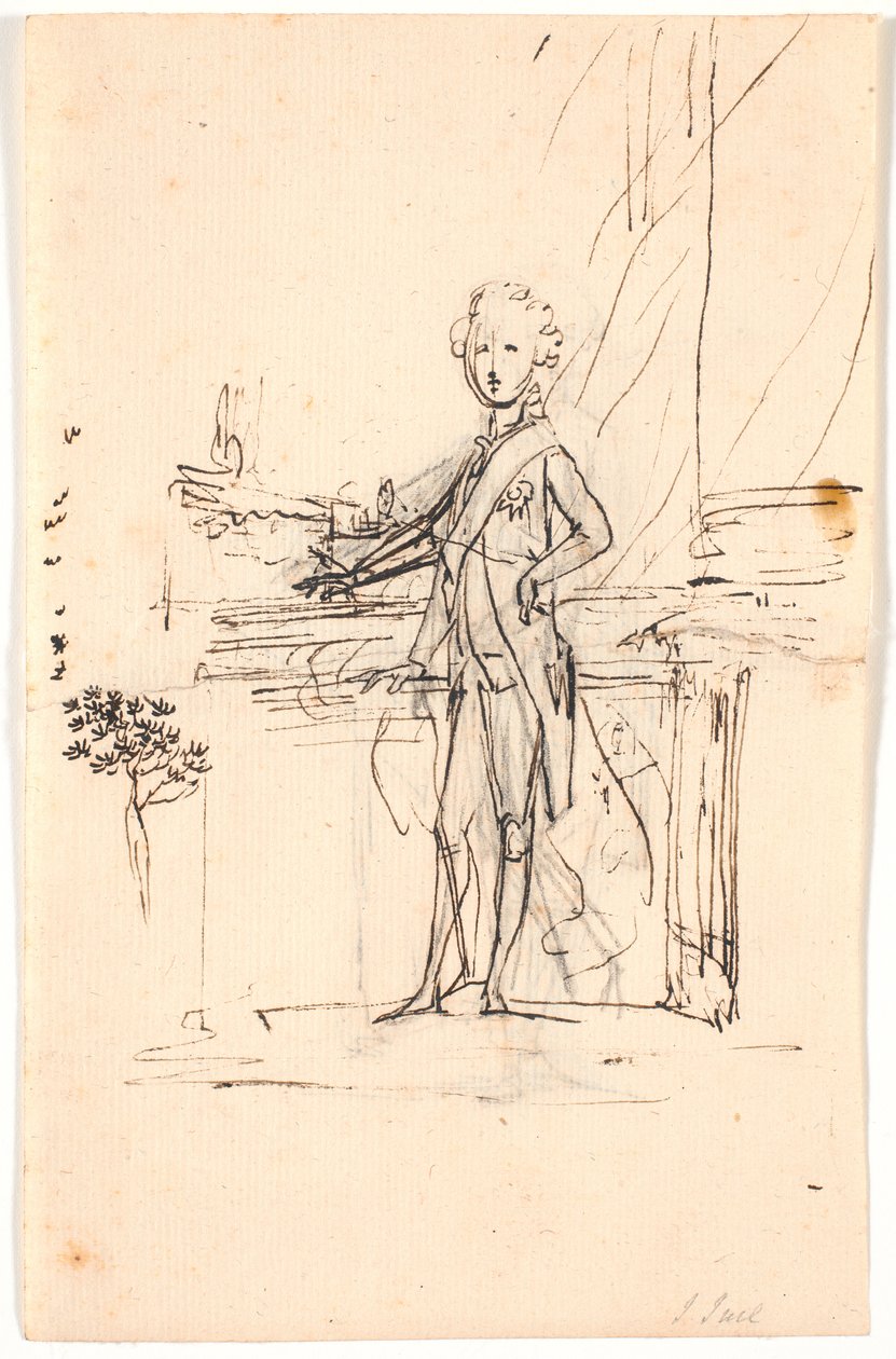 Composition Draft for Full-Length Portrait of Frederick the Sixth as a Young Crown Prince. Standing by a Table, Facing Left by Jens Juel