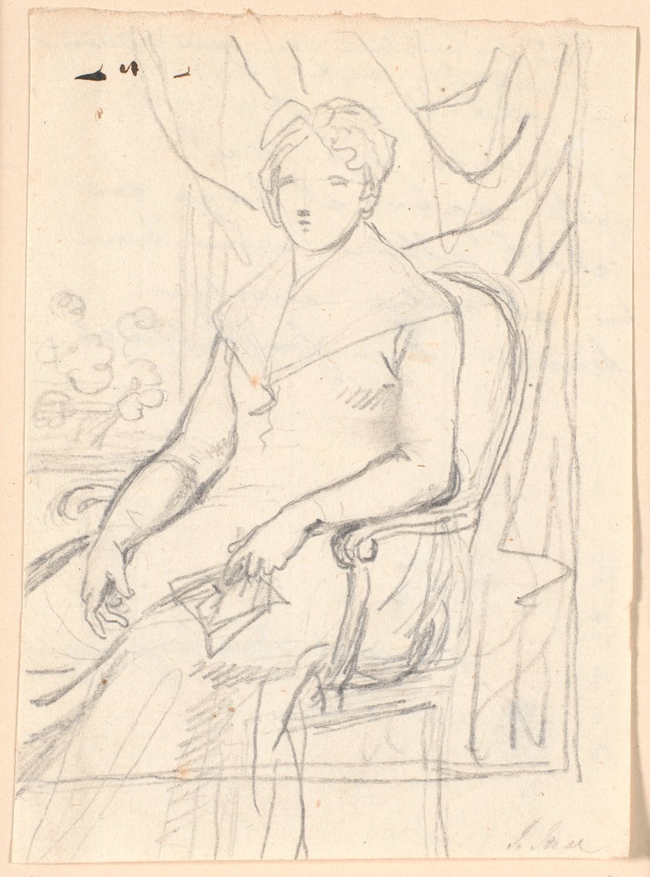 Composition Sketch for the Portrait of Countess Anna Joachima Danneskiold-Laurvig, Born Ahlefeldt, at Age 74 by Jens Juel