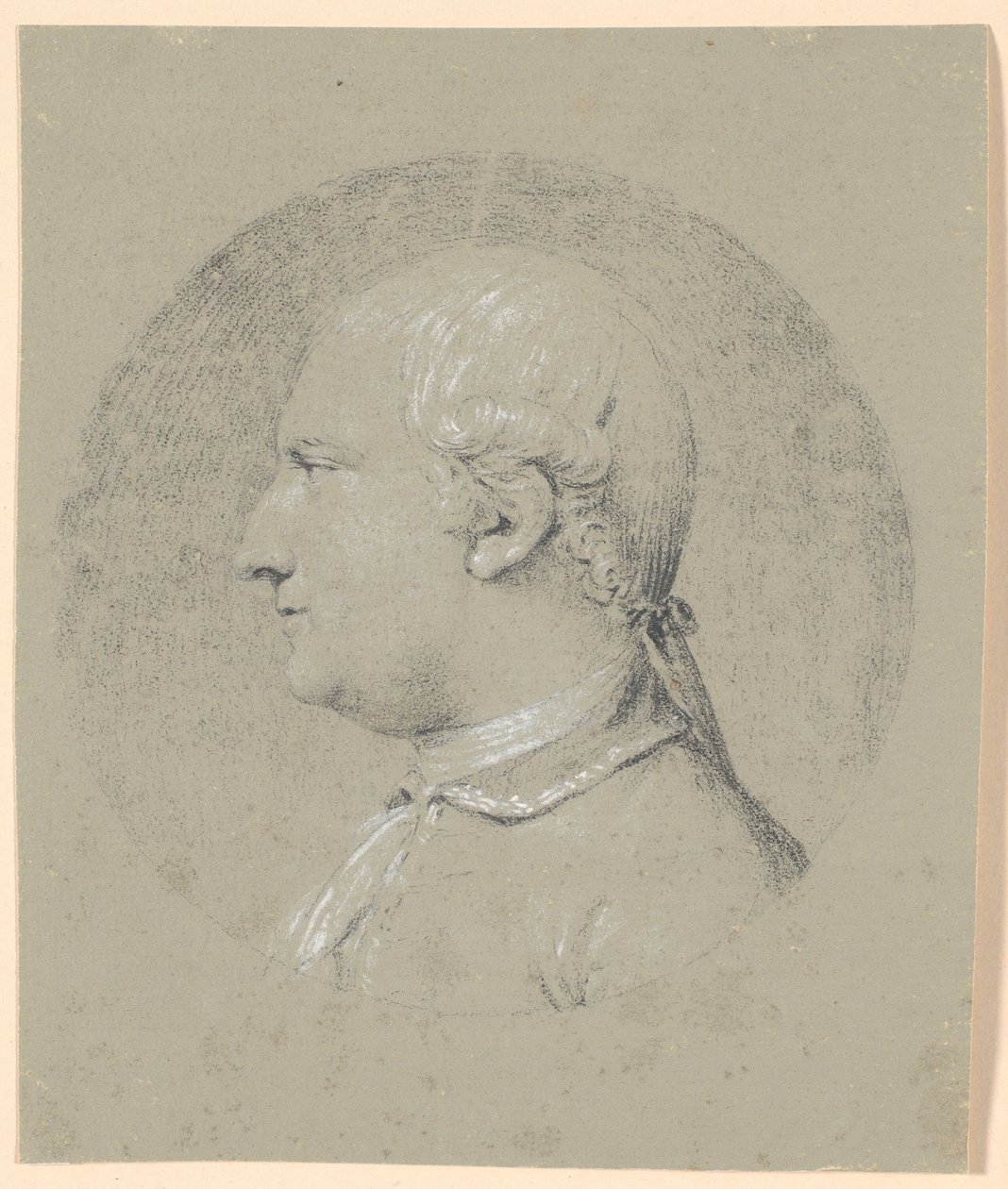 Male Portrait, Inscribed in a Circle, Profile Facing Left by Jens Juel