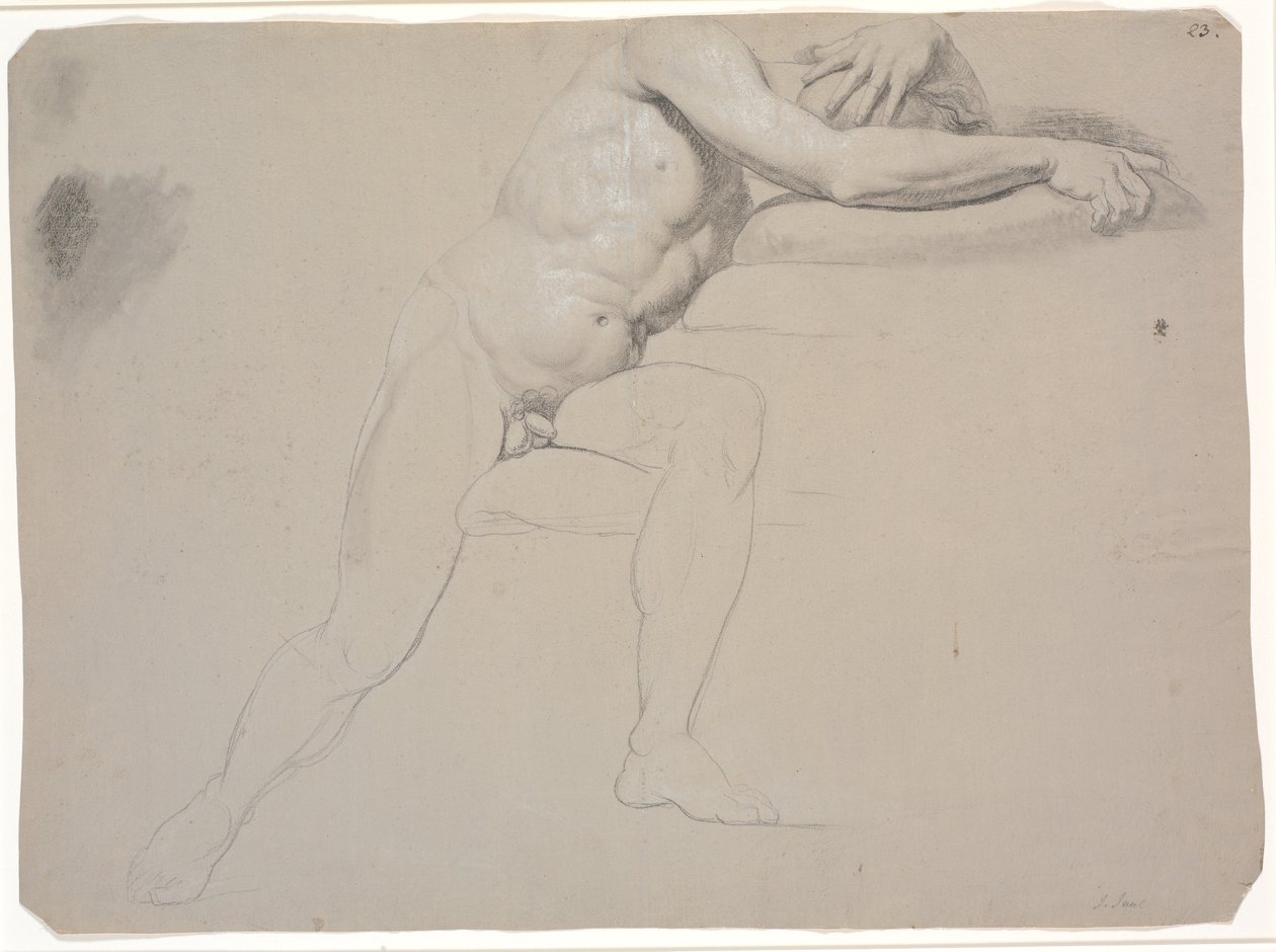 Model Sitting, with Head and Arms Supported on Cushions; Not Fully Drawn by Jens Juel