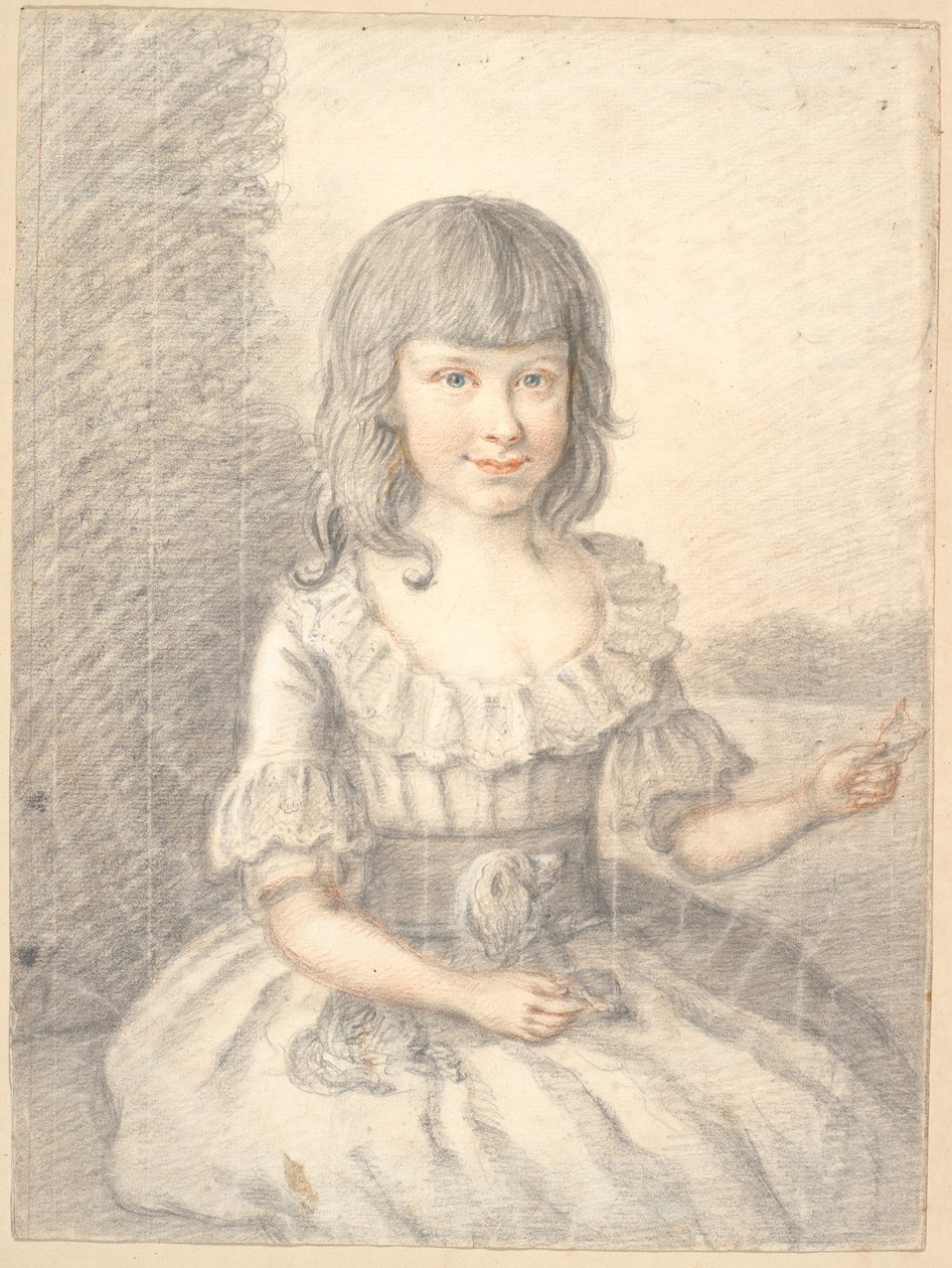 Portrait of a Little Girl with a Dog by Jens Juel