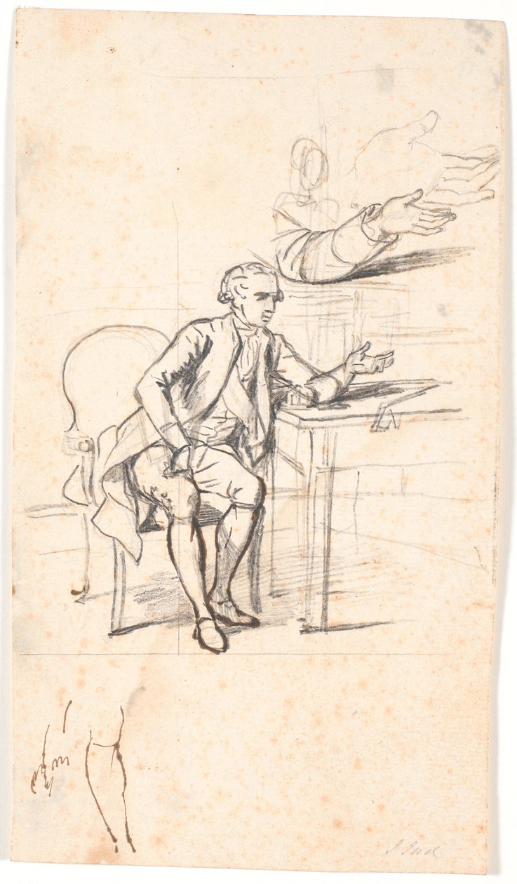 Study for the Holmskiold Family Portrait from 1787: Theodor Holmskiold Sitting at a Table by Jens Juel