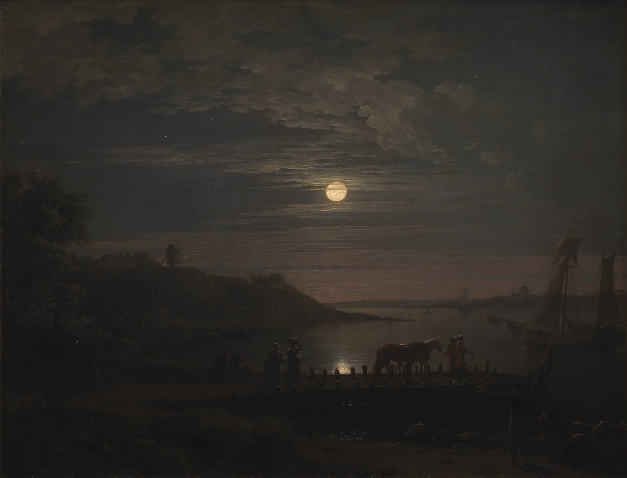 The Crossing over the Little Belt at Snoghoj. Moonrise by Jens Juel