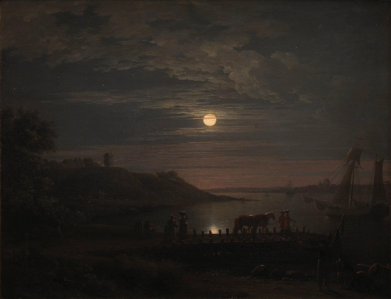 The Crossing over the Little Belt at Snoghoj. Moonrise by Jens Juel