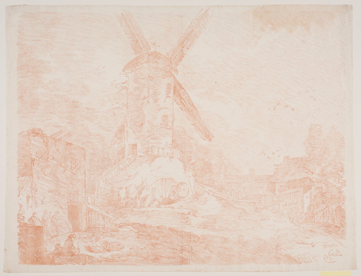 Italian Landscape with Windmill by Jens Petersen Lund