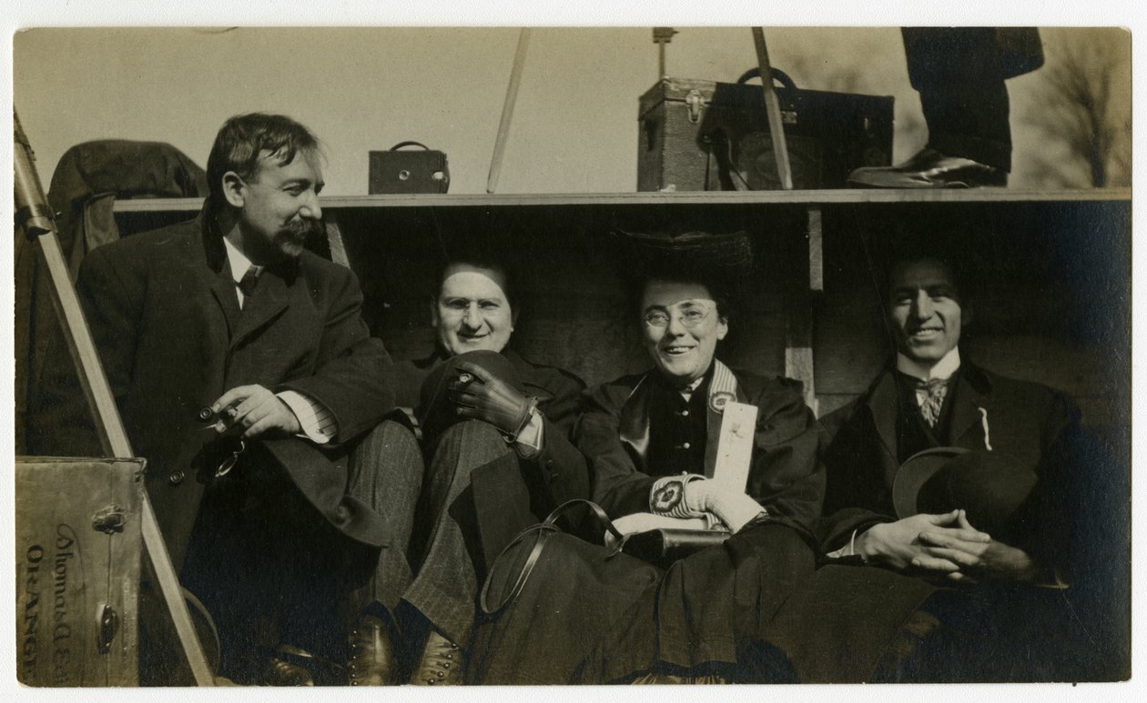 Beals on holiday in back of automobile by Jessie Tarbox Beals