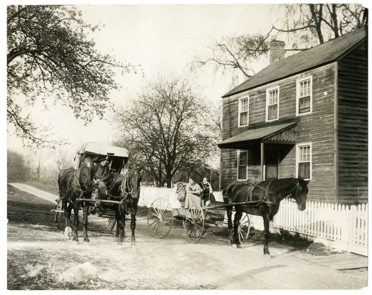 Passing time of day with fruit peddler, driving trip by Jessie Tarbox Beals