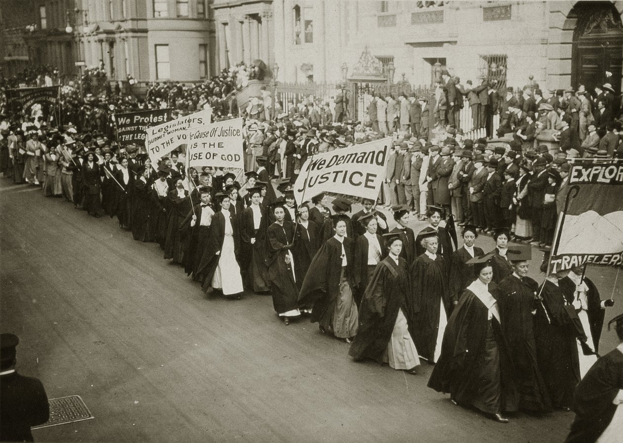 Women in Academic Dress Marching in a Suffrage Parade in New York City by Jessie Tarbox Beals