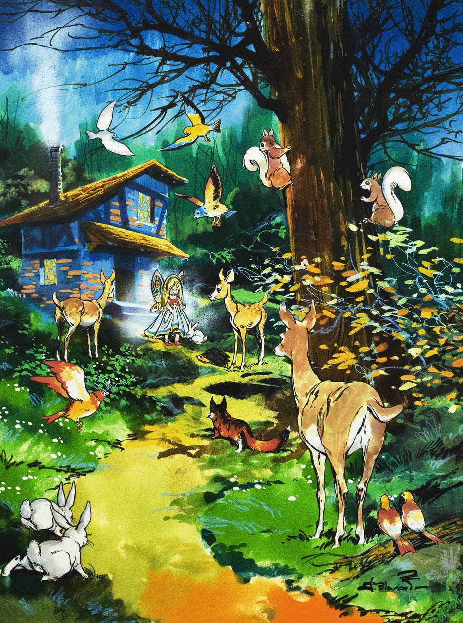 Woodland Animals Visit a Fairy House by Jesus Blasco