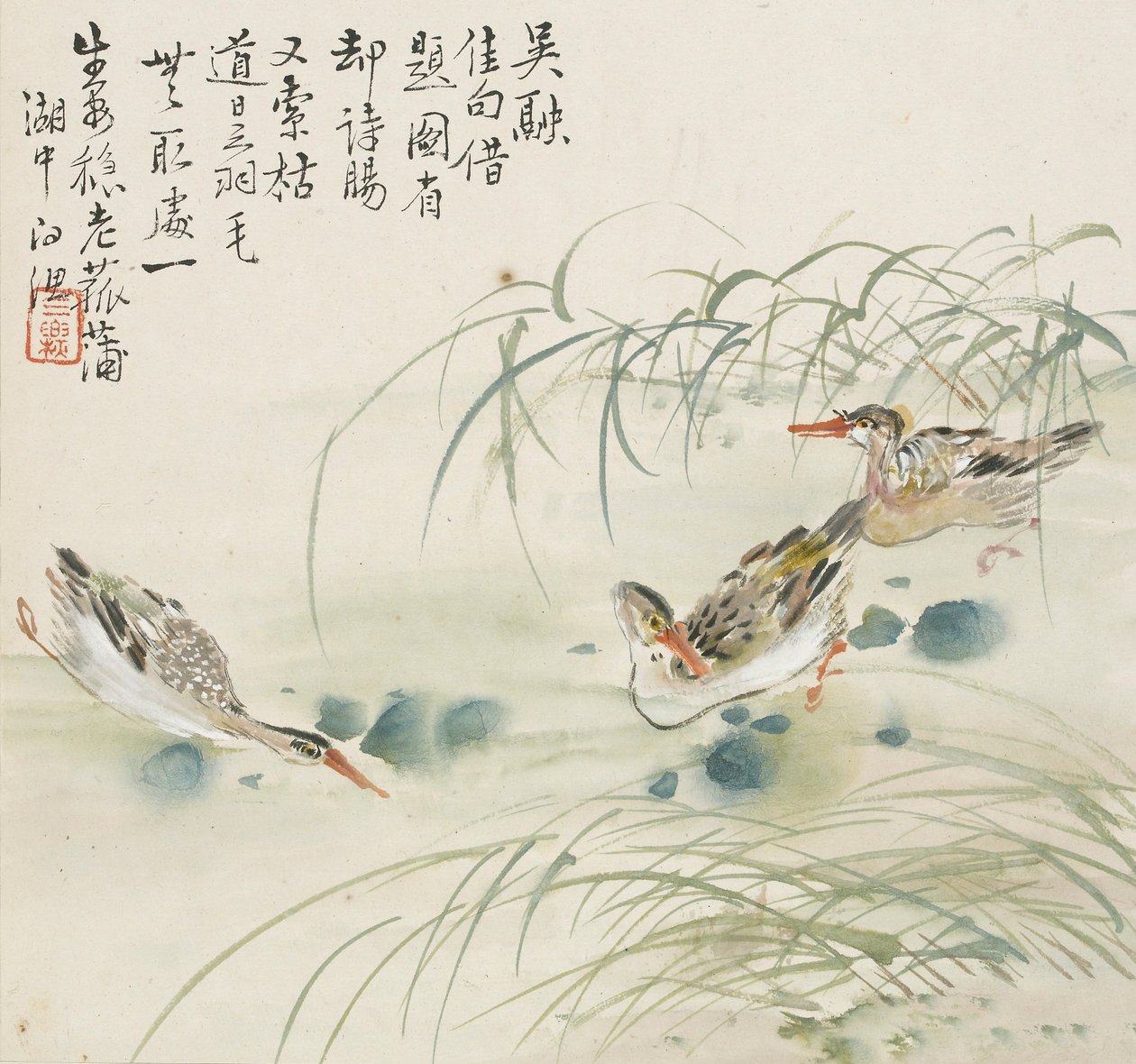 Three Ducks Swimming in a Pool by Jin Yuan