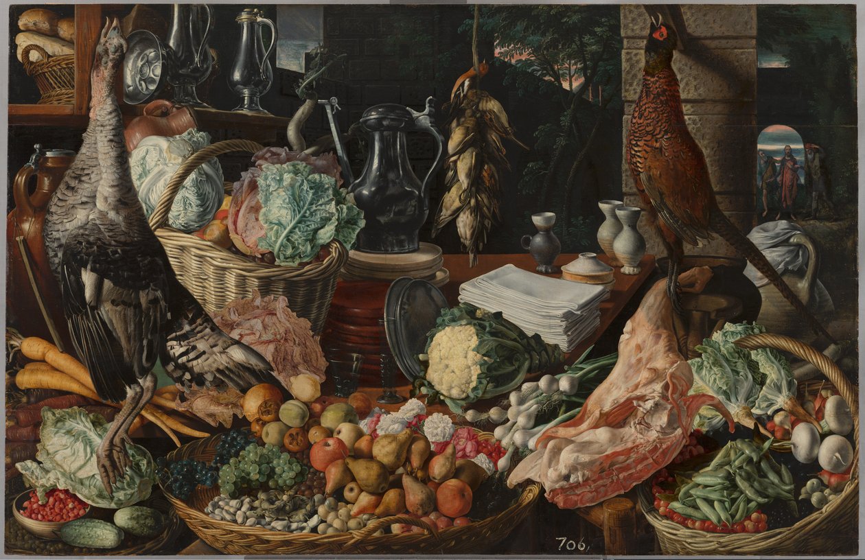 Kitchen Scene with Christ at Emmaus, c.1560-1565 by Joachim Beuckelaer