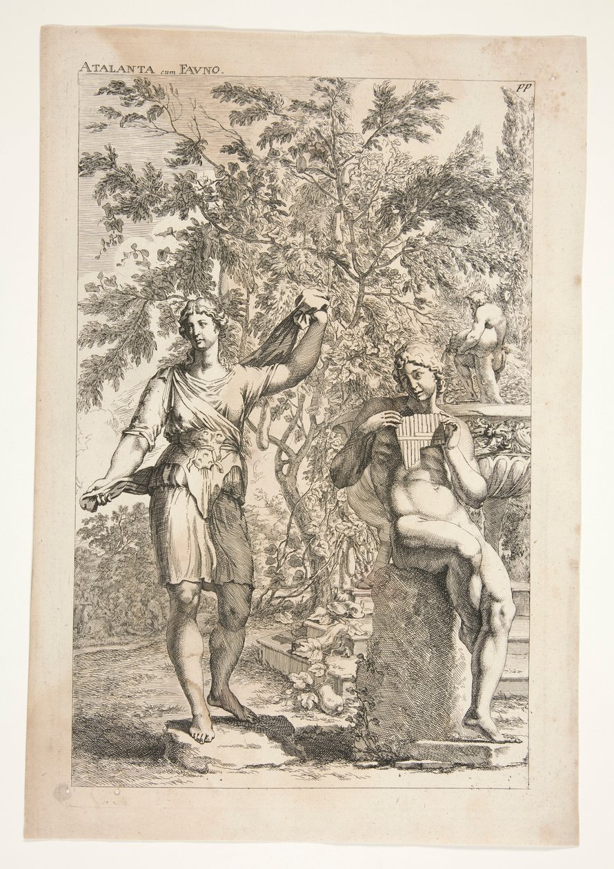 Atalanta and a Faun, from Sculpturae Veteris Admirata by Joachim von Sandrart