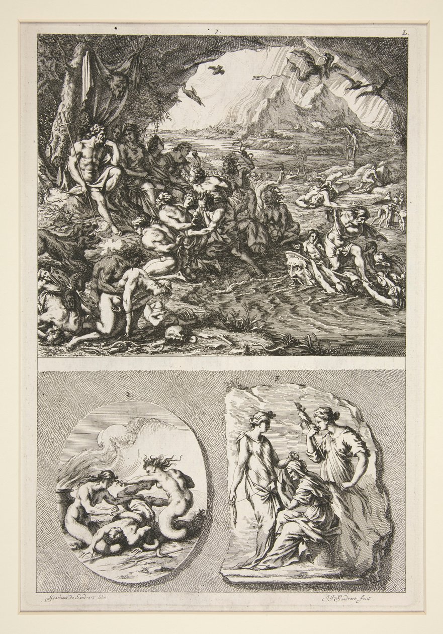 Top Half: Quos Ego? Bottom Half: Two Antique Reliefs: The Three Fates and an Unknown Subject by Joachim von Sandrart